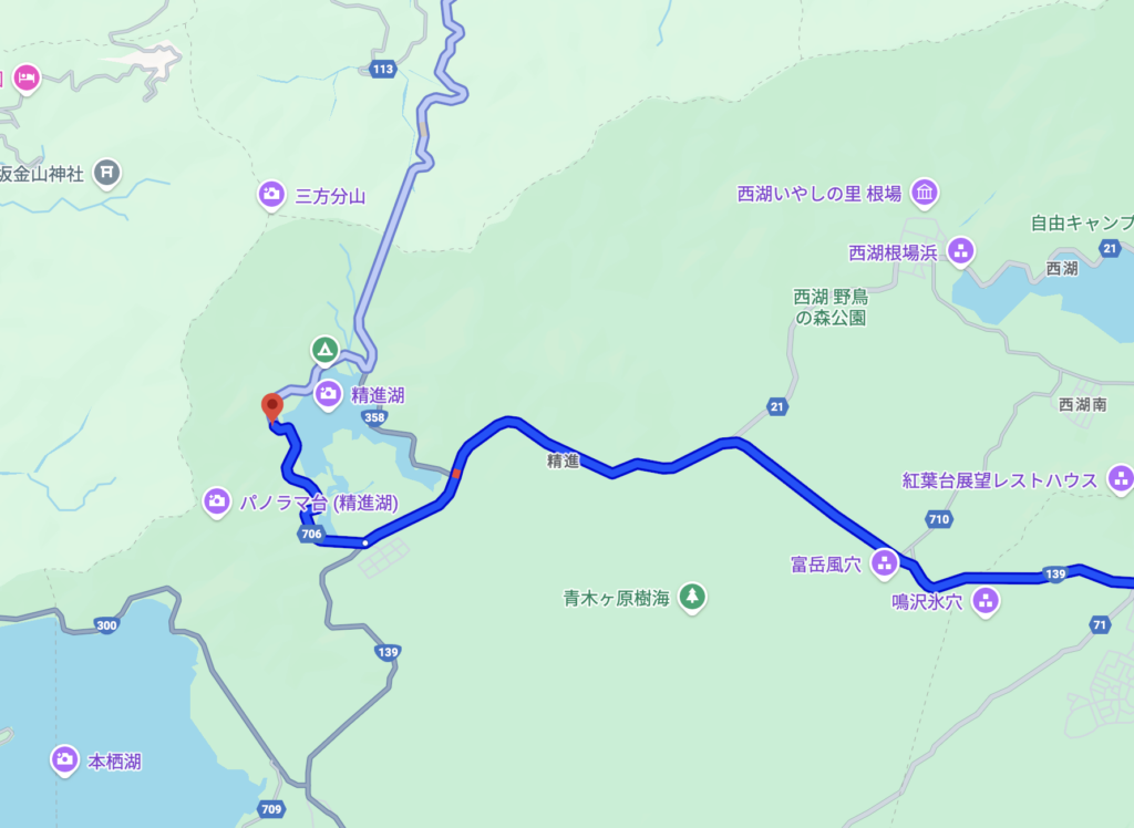 精進レークサイドキャンプ場の地図